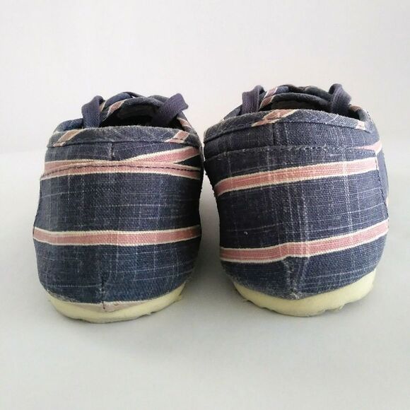 Esprit Women's Navy Pink Striped Canvas Sneakers Size 7.5 - Picture 4 of 5